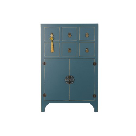 Cómoda DKD Home Decor Azul Dourado Abeto Madeira MDF Oriental 63 x 27 x 101 cm 63 x 27 x 100 cm | Tienda24 - Global Online Shop Tienda24.eu