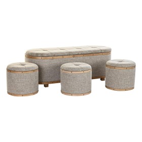 Hocker DKD Home Decor Beige natürlich Holz Metall Kunststoff 30 x 40 cm 120 x 44 x 43 cm von DKD Home Decor, Stühle - Ref: S3...