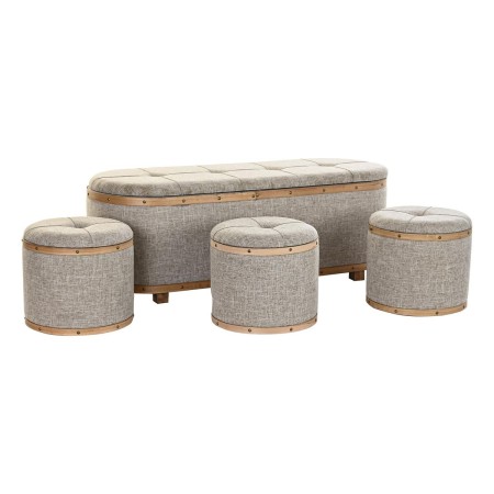 Hocker DKD Home Decor Beige natürlich Holz Metall Kunststoff 30 x 40 cm 120 x 44 x 43 cm von DKD Home Decor, Stühle - Ref: S3...