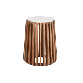 Table d'appoint DKD Home Decor Blanc Naturel Marbre Bois de manguier 47 x 47 x 58 cm de DKD Home Decor, Tables - Réf : S30405...