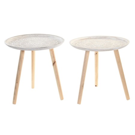 Table d'appoint DKD Home Decor Marron Blanc Pin Bois MDF 44 x 44 x 43 cm (2 Unités) de DKD Home Decor, Tables - Réf : S304073...