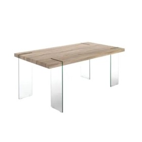 Dining Table DKD Home Decor Transparent Light brown Crystal Walnut MDF Wood 180 x 90 x 76 cm by DKD Home Decor, Dining Tables...