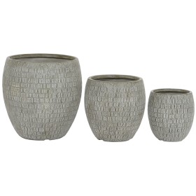 Set de pots de fleurs Home ESPRIT Gris Fibre de Verre Magnésium 55 x 55 x 55,5 cm (3 Unités) de Home ESPRIT, Cache-pots - Réf...