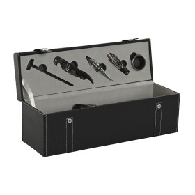 Set of Wine Accessories Home ESPRIT Black Grey Leather 36 x 11 x 12 cm by Home ESPRIT, Wine Accessory Sets - Ref: S3055633, P...