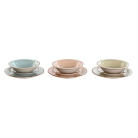 Dinnerware Set Home ESPRIT Blue Green Multicolour Pink Amber Stoneware 26,5 x 26,5 x 3 cm 27,5 x 27,5 x 3 cm 18 Pieces by Hom...