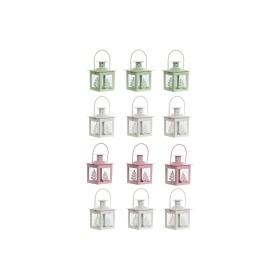 Postes de iluminação Home ESPRIT Branco Verde Cor de Rosa Cristal Ferro Shabby Chic 7 x 7 x 10 cm (3 Peças) (4 Unidades) de H...