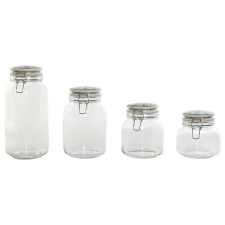 Set de 4 Boites Home ESPRIT Bleu Blanc Métal Silicone Verre Grès 800 ml 1 L 1,5 L 2,2 L 4 Pièces de Home ESPRIT, Stockage des...