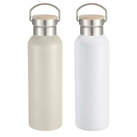 Botella de Agua Home ESPRIT Blanco Beige Natural Bambú Acero Inoxidable 500 ml (2 Unidades) de Home ESPRIT, Botellas de agua ...