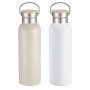 Water bottle Home ESPRIT White Beige Natural Bamboo Stainless steel 500 ml (2 Units) by Home ESPRIT, Water bottles - Ref: S30...