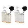 Porte-savon Home ESPRIT Beige Gris Argenté Bambou Acier inoxydable Dolomite 11,5 x 6,5 x 18,5 cm (2 Unités) de Home ESPRIT, S...