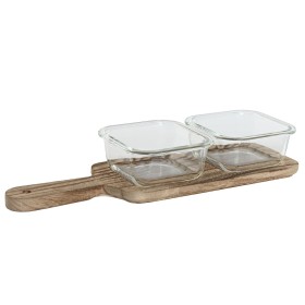 bandeja de aperitivos DKD Home Decor Multicolor Natural Bambu Grés Tropical 22 x 22 x 7 cm | Tienda24 - Global Online Shop Tienda24.eu