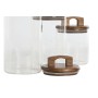 Set de 3 Botes Home ESPRIT Marrón Transparente Acacia Vidrio de Borosilicato 650 ml 900 ml 1 L 3 Piezas de Home ESPRIT, Almac...