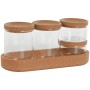 Conjunto de Potes Home ESPRIT Transparente Natural Cortiça Vidro de Borosilicato de Home ESPRIT, Armazenamento de alimentos -...