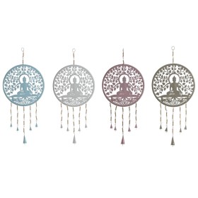 Decoración Colgante Home ESPRIT Azul Blanco Gris Rosa Hierro Árbol Buda Oriental 33 x 1 x 77 cm (4 Unidades) de Home ESPRIT, ...