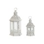 Farolas Home ESPRIT Blanco Metal Cristal Shabby Chic Acabado envejecido 18 x 16 x 35 cm (2 Piezas) | Tienda24 - Global Online Shop Tienda24.eu