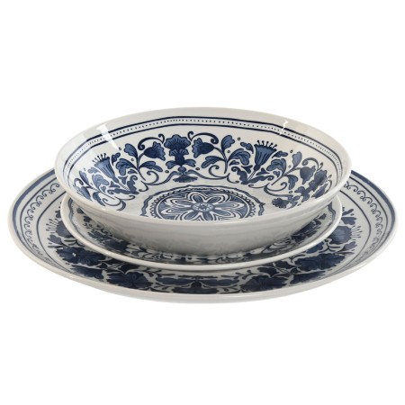 Vajilla Home ESPRIT Azul Blanco Porcelana Árabe 27 x 27 x 2 cm 18 Piezas de Home ESPRIT, Vajillas combinadas - Ref: S3058178,...