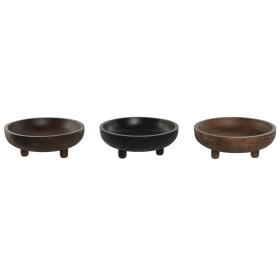 Centre de Table Home ESPRIT Marron Noir Marron Clair Bois de manguier Colonial 25 x 25 x 9 cm (3 Unités) de Home ESPRIT, Obje...