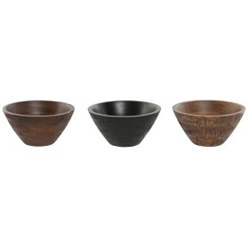 Snack Bowl Home ESPRIT Brown Black Light brown Mango wood Colonial 15 x 15 x 8 cm (3 Units) by Home ESPRIT, Bowls and large c...