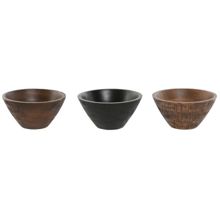 Bol pour Apéritifs Home ESPRIT Marron Noir Marron Clair Bois de manguier Colonial 15 x 15 x 8 cm (3 Unités) de Home ESPRIT, B...