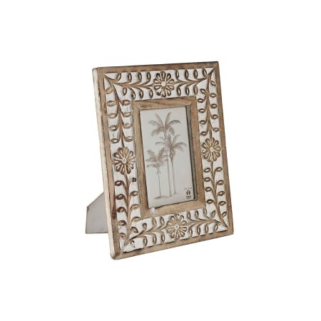 Cadre photo Home ESPRIT Blanc Naturel Verre Bois de manguier Fleur Indien 21 x 2 x 26,5 cm de Home ESPRIT, Cadres muraux et d...