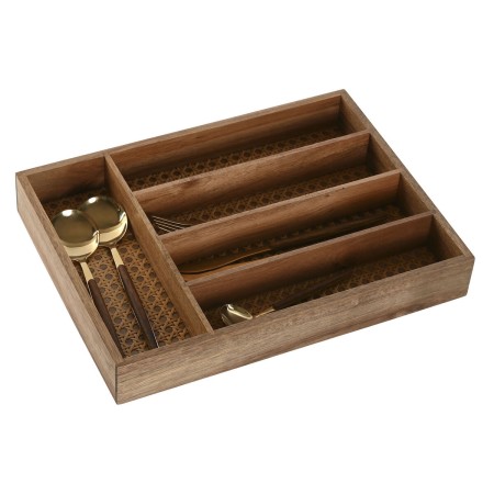 Organizador para Cubiertos Home ESPRIT Natural Acacia 34,5 x 25,5 x 5 cm | Tienda24 - Global Online Shop Tienda24.eu