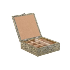 Jewelry box DKD Home Decor 25 x 15,5 x 18 cm Champagne Beige Wood Aluminium | Tienda24 - Global Online Shop Tienda24.eu