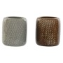 Vaso Home ESPRIT Marrón Gris Gres 8,5 x 8,5 x 10 cm (2 Unidades) de Home ESPRIT, Soportes y dispensadores - Ref: S3058966, Pr...