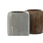 Vaso Home ESPRIT Marrón Gris Gres 8,5 x 8,5 x 10 cm (2 Unidades) de Home ESPRIT, Soportes y dispensadores - Ref: S3058966, Pr...