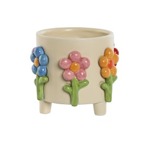 Cache-pot Home ESPRIT Multicouleur Crème Dolomite Fleurs 20 x 20 x 18 cm de Home ESPRIT, Cache-pots - Réf : S3059014, Prix : ...