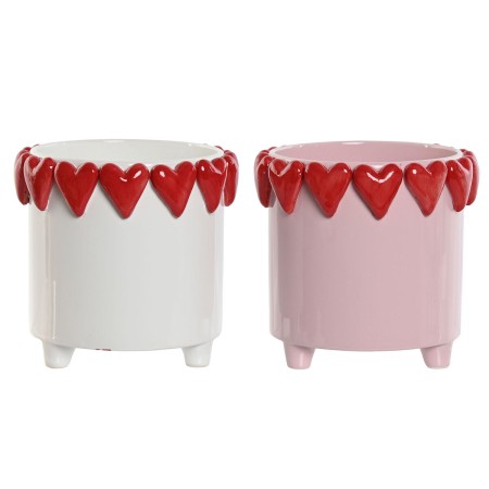 Plantador Home ESPRIT Branco Vermelho Cor de Rosa Dolomite 20 x 20 x 19 cm (2 Unidades) de Home ESPRIT, Vasos - Ref: S3059017...