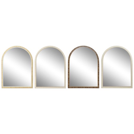 Wall mirror Home ESPRIT Brown Beige Natural Ivory Scandi 55 X 2 X 75 cm (4 Units) by Home ESPRIT, Wall-Mounted Mirrors - Ref:...