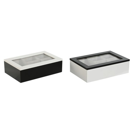 Boîte pour infusions Home ESPRIT Blanc Noir Métal Verre Bois MDF 23 x 15 x 6,5 cm (2 Unités) | Tienda24 - Global Online Shop Tienda24.eu