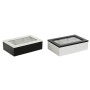 Scatola per Infusioni Home ESPRIT Bianco Nero Metallo Cristallo Legno MDF 23 x 15 x 6,5 cm (2 Unità) di Home ESPRIT, Conserva...