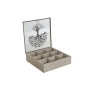 Caja para Infusiones Home ESPRIT Marrón Beige Metal Cristal Madera MDF 24 x 24 x 6,5 cm (2 Unidades) de Home ESPRIT, Almacena...