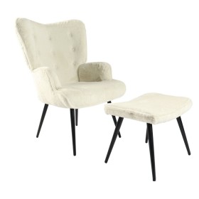 Armchair Home ESPRIT White Polyester Metal 72 X 74 X 97 cm by Home ESPRIT, Chairs - Ref: S3059156, Price: 202,61 €, Discount: %