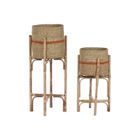 Satz Blumentöpfe Home ESPRIT natürlich Jute Mango-Holz 26 X 26 X 67 cm (2 Stücke) von Home ESPRIT, Übertöpfe - Ref: S3059161,...