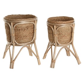 Set of Planters Home ESPRIT Natural wicker Fibre 28 x 28 x 38 cm (2 Pieces) by Home ESPRIT, Cachepots - Ref: S3059162, Price:...