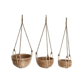 Set de pots de fleurs Home ESPRIT Naturel osier Corde 31 x 31 x 23 cm (3 Pièces) de Home ESPRIT, Cache-pots - Réf : S3059163,...