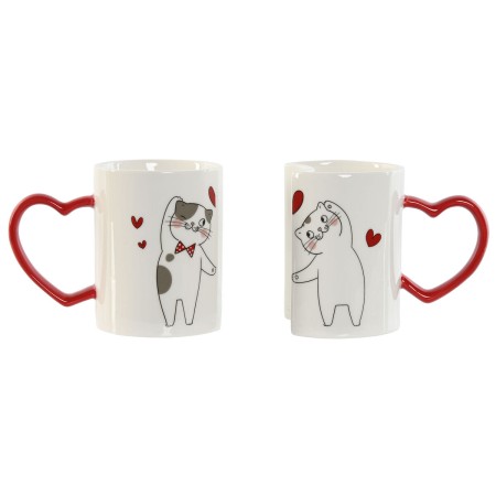 Juego de 2 Tazas Mug Home ESPRIT Love Blanco Rojo Gatos de Home ESPRIT, Tazas - Ref: S3059294, Precio: 10,31 €, Descuento: %