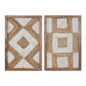 Cuadro Home ESPRIT Blanco Natural Geométrico Boho 40 x 3 x 60 cm (2 Unidades) de Home ESPRIT, Impresiones sobre lienzo - Ref:...