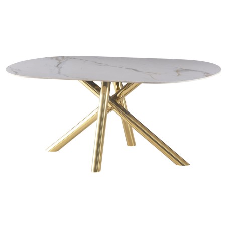 Table de Salle à Manger Home ESPRIT Doré Métal Céramique 180 x 90 x 75 cm de Home ESPRIT, Tables - Réf : S3059526, Prix : 327...