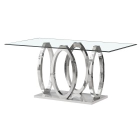 Table de Salle à Manger Home ESPRIT Acier Verre trempé 160 x 90 x 76 cm de Home ESPRIT, Tables - Réf : S3059527, Prix : 496,0...