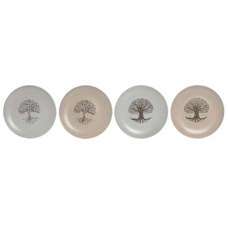 Plato Llano Home ESPRIT Blanco Beige Gres Tradicional 20 x 20 x 2,5 cm de Home ESPRIT, Platos y fuentes - Ref: S3059533, Prec...