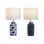 Desk lamp Home ESPRIT Blue White Ceramic 50 W 220 V 28 x 28 x 49 cm (2 Units) by Home ESPRIT, Bedside and Table Lamps - Ref: ...