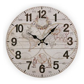 Wall Clock Versa World Wood (28 x 28 x 9 cm) by Versa, Wall Clocks - Ref: S3402089, Price: 6,90 €, Discount: %