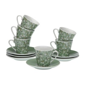 Lot de tasses avec soucoupes DKD Home Decor Jaune Bleu Rouge Vert Grès 180 ml 14 x 14 x 2 cm | Tienda24 - Global Online Shop Tienda24.eu