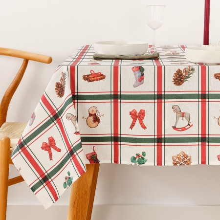 Mantel resinado antimanchas Belum Scottish Christmas Multicolor 150 x 150 cm | Tienda24 Tienda24.eu