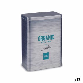 Cereal Dispenser Organic Grey Tin 12 x 24,7 x 17,6 cm (12 Units) by Kinvara, Food storage - Ref: S3626620, Price: 61,73 €, Di...