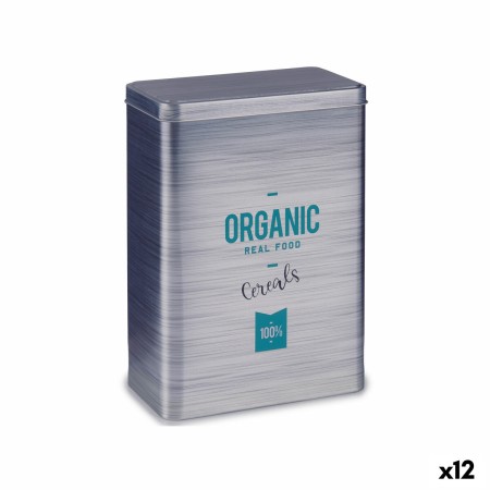 Dispensador de Cereais Organic Cinzento Folha de Flandres 12 x 24,7 x 17,6 cm (12 Unidades) de Kinvara, Armazenamento de alim...