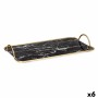 Tabuleiro Mármore Preto Dourado Metal Vidro 35 x 4,5 x 20 cm (6 Unidades) de Gift Decor, Pratos e fontes - Ref: S3626833, Pre...